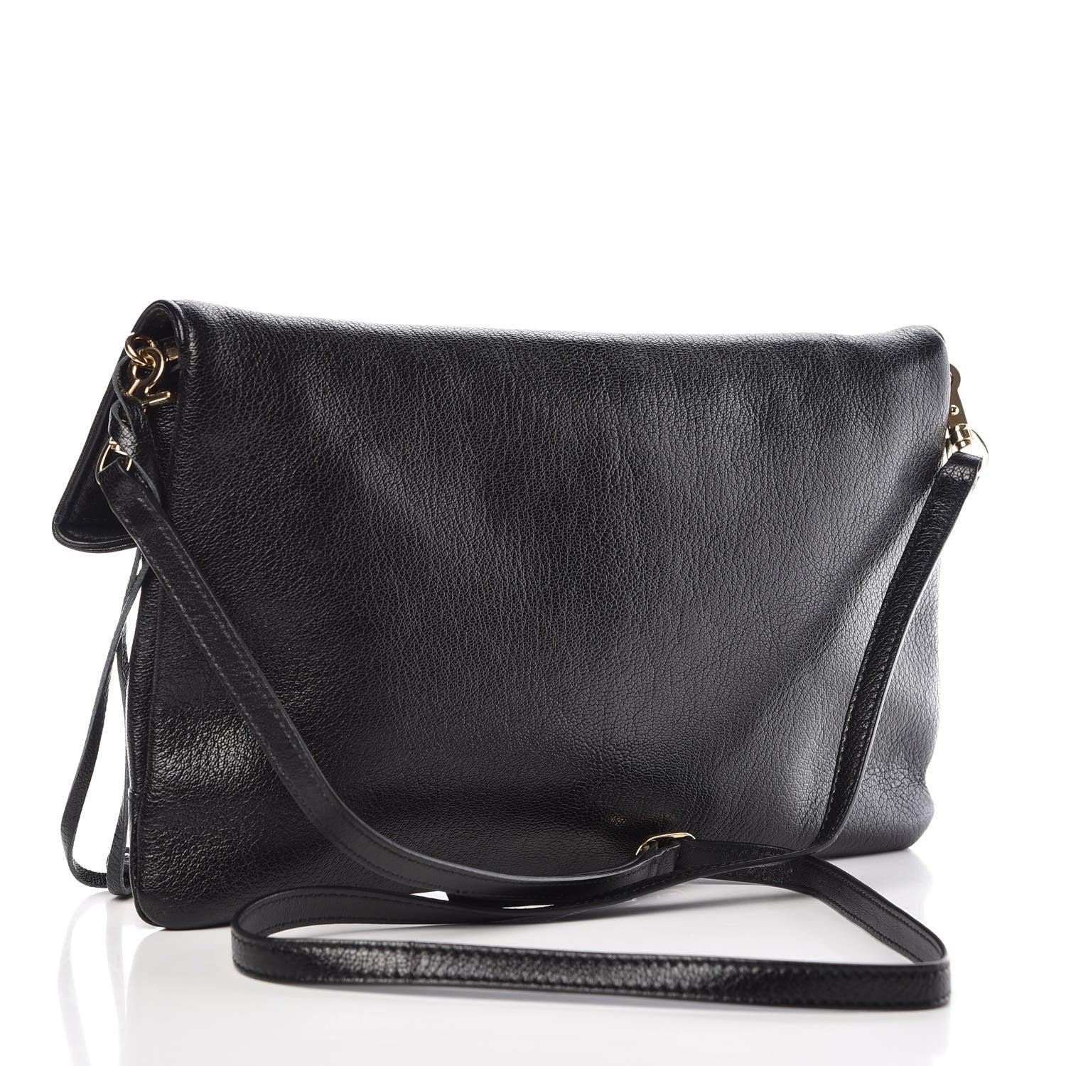 Balenciaga Chevre Gold Metallic Edge Hardware Envelope Clutch Black 3 of 10