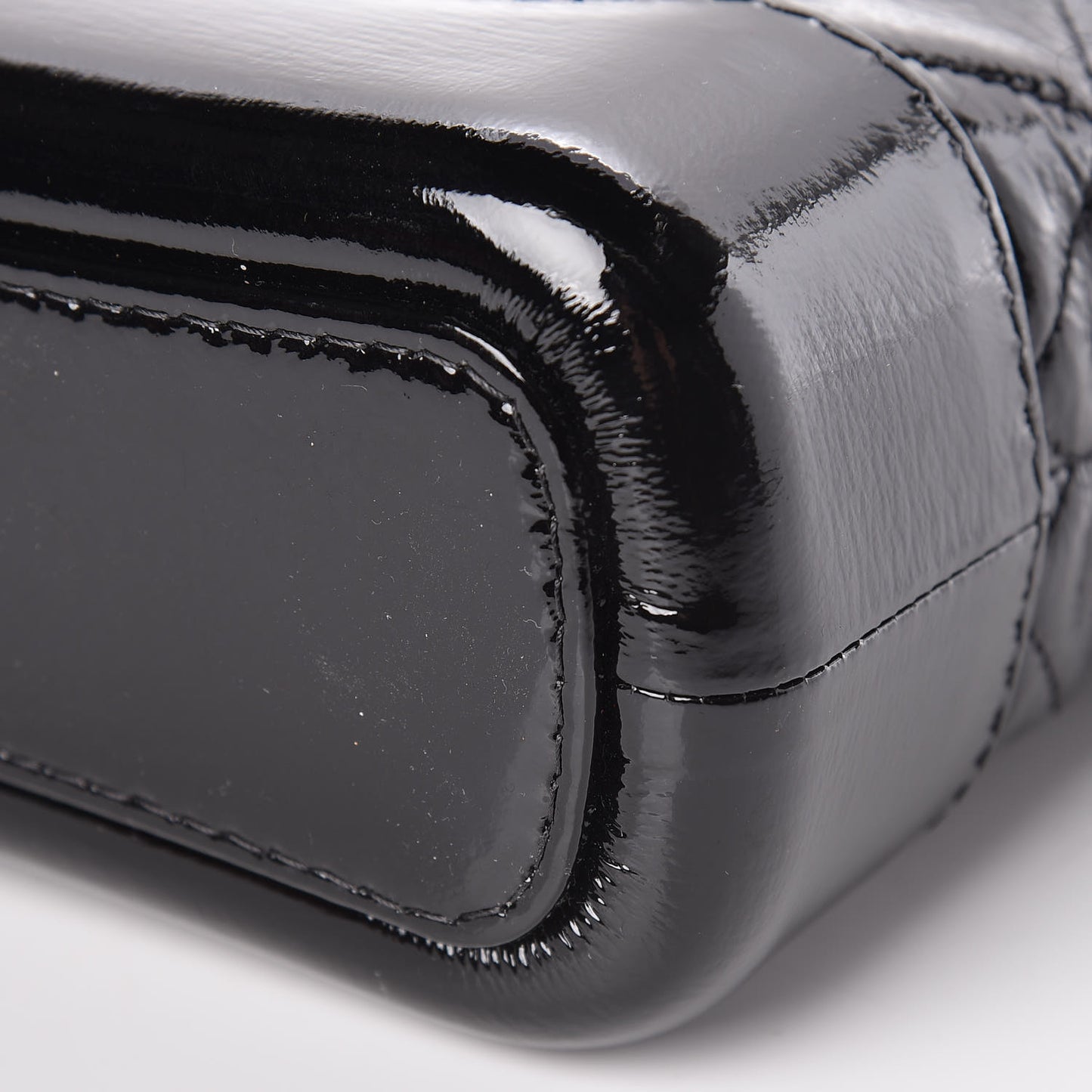 Patent Goatskin Quilted Small Gabrielle Hobo Black