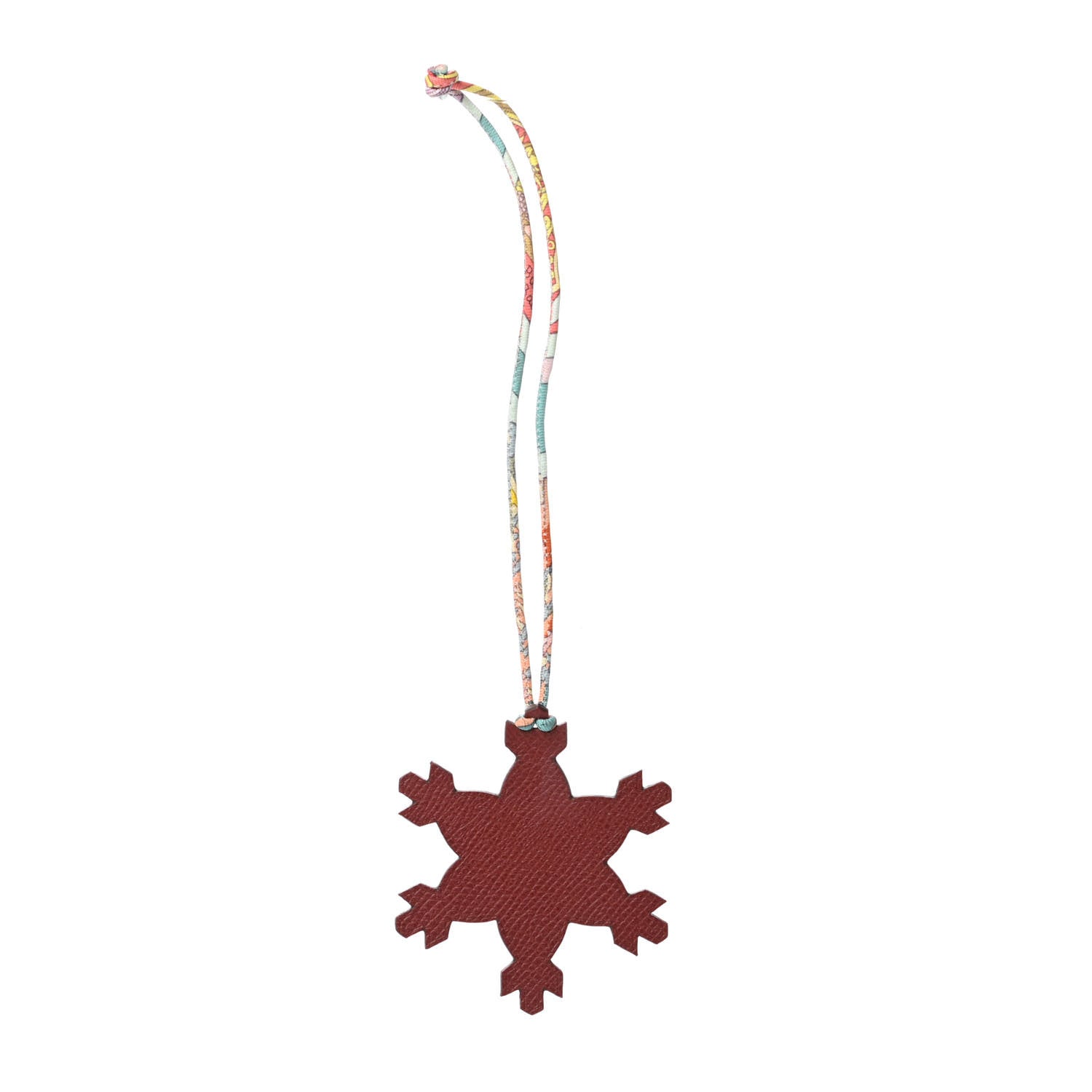 Hermes Togo Epsom Petit H Snowflake Bag Charm Rouge Toffee 1 of 3