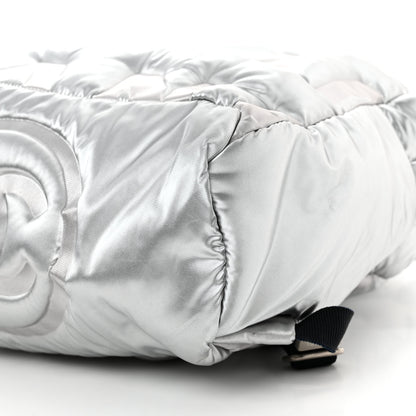 Chanel Nylon Embossed Doudoune Backpack Silver 10 of 11