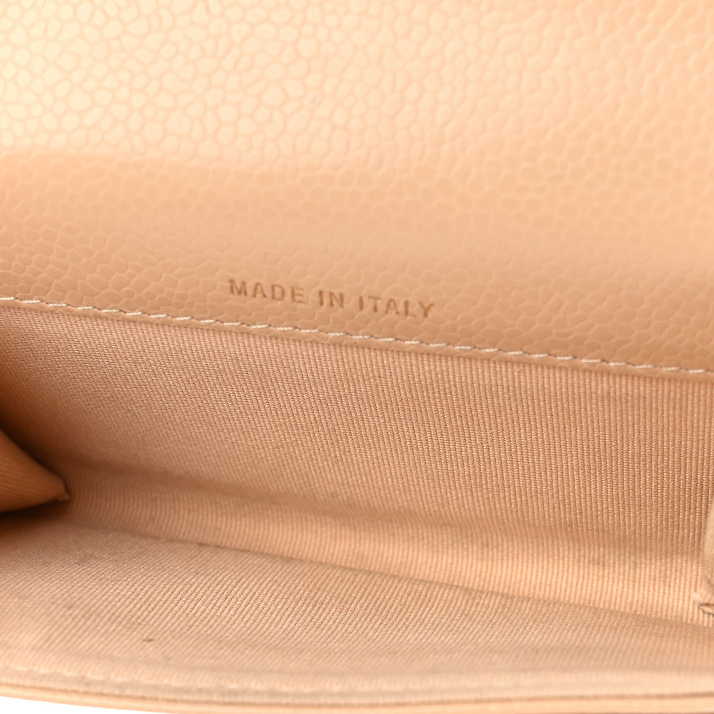 Caviar Quilted Flap Card Holder Wallet Beige