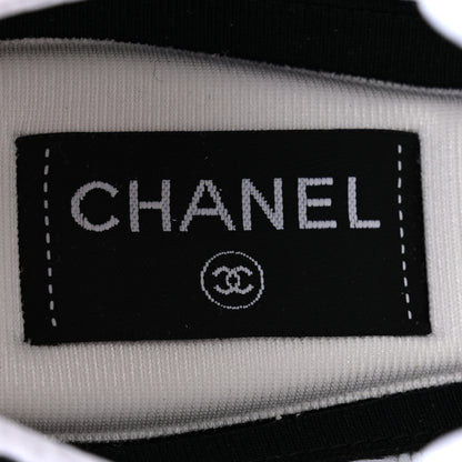 Chanel Suede Calfskin Grosgrain Womens CC Sneakers 39.5 White Black 7 of 11