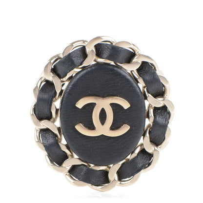 Chanel Lambskin CC Brooch Black Gold 1 of 4