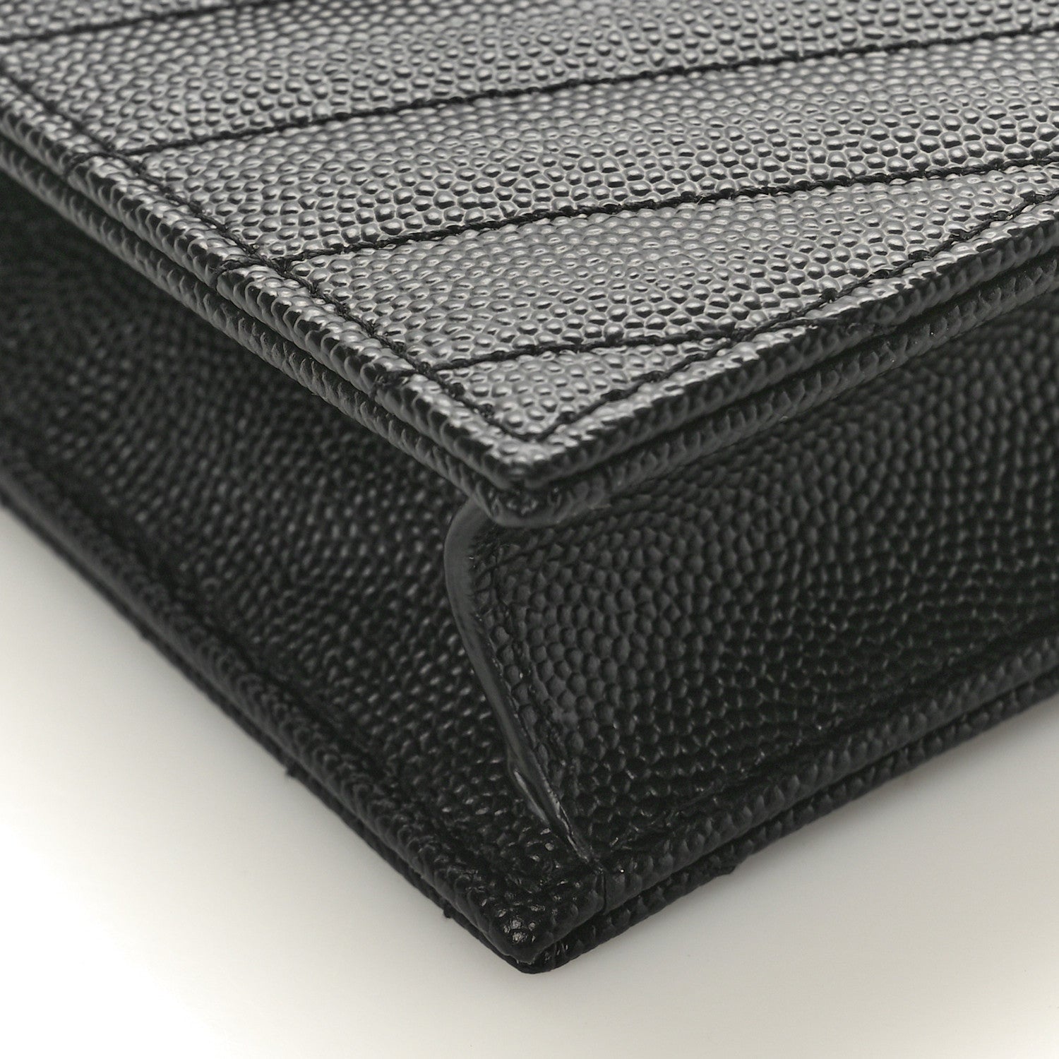 Saint Laurent Grain De Poudre Matelasse Chevron Monogram Envelope Chain Wallet Black 8 of 10