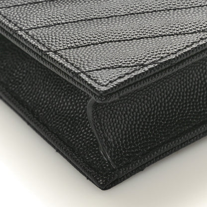 Saint Laurent Grain De Poudre Matelasse Chevron Monogram Envelope Chain Wallet Black 8 of 10