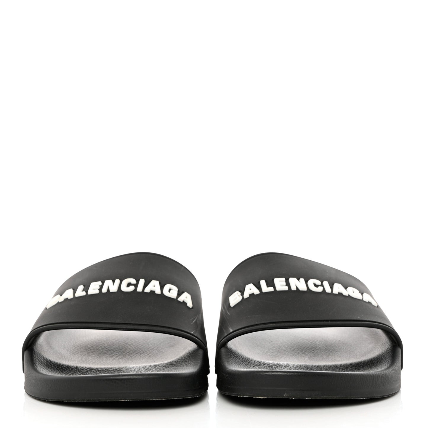 PVC Logo Mens Pool Slide Sandals 38 Black White