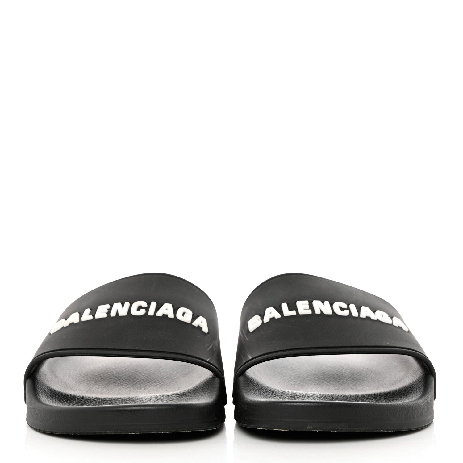 Balenciaga PVC Logo Mens Pool Slide Sandals 38 Black White 2 of 10