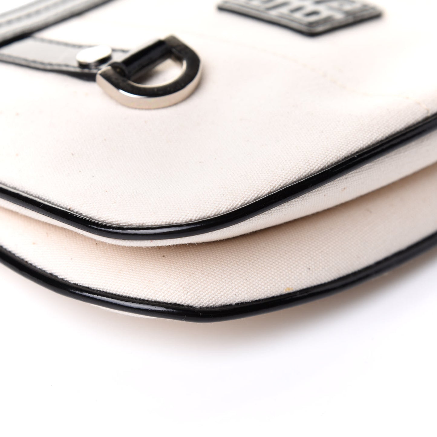 Canvas Patent Hobo Bag White Black