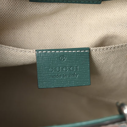 Gucci Shangai Calfskin Blooms Print Mini Bamboo Shopper Tote Bright Emerald Multicolor 6 of 10