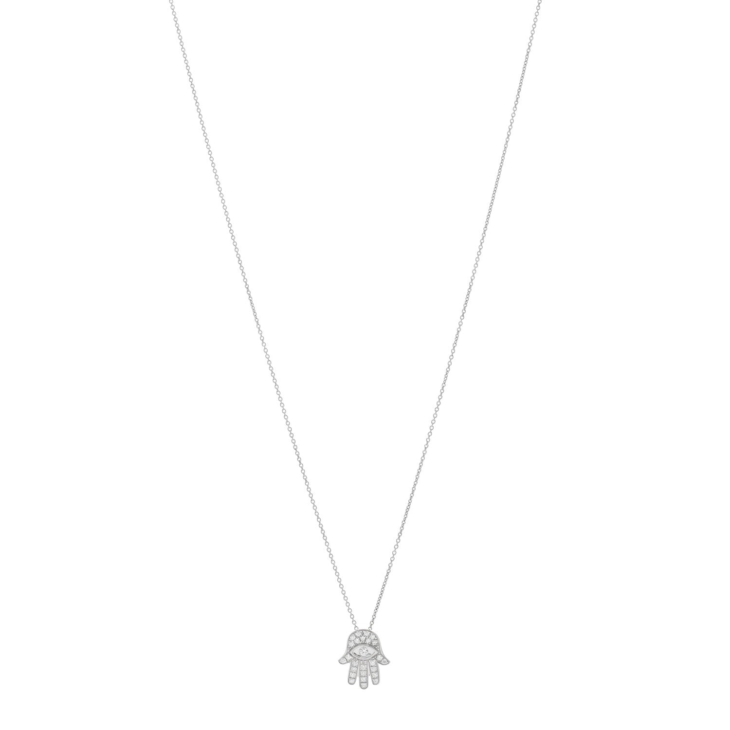 Roberto Coin 18K White Gold Diamond Tiny Treasures Hamsa Pendant Necklace 1 of 5