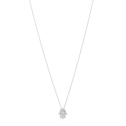 Roberto Coin 18K White Gold Diamond Tiny Treasures Hamsa Pendant Necklace 1 of 5