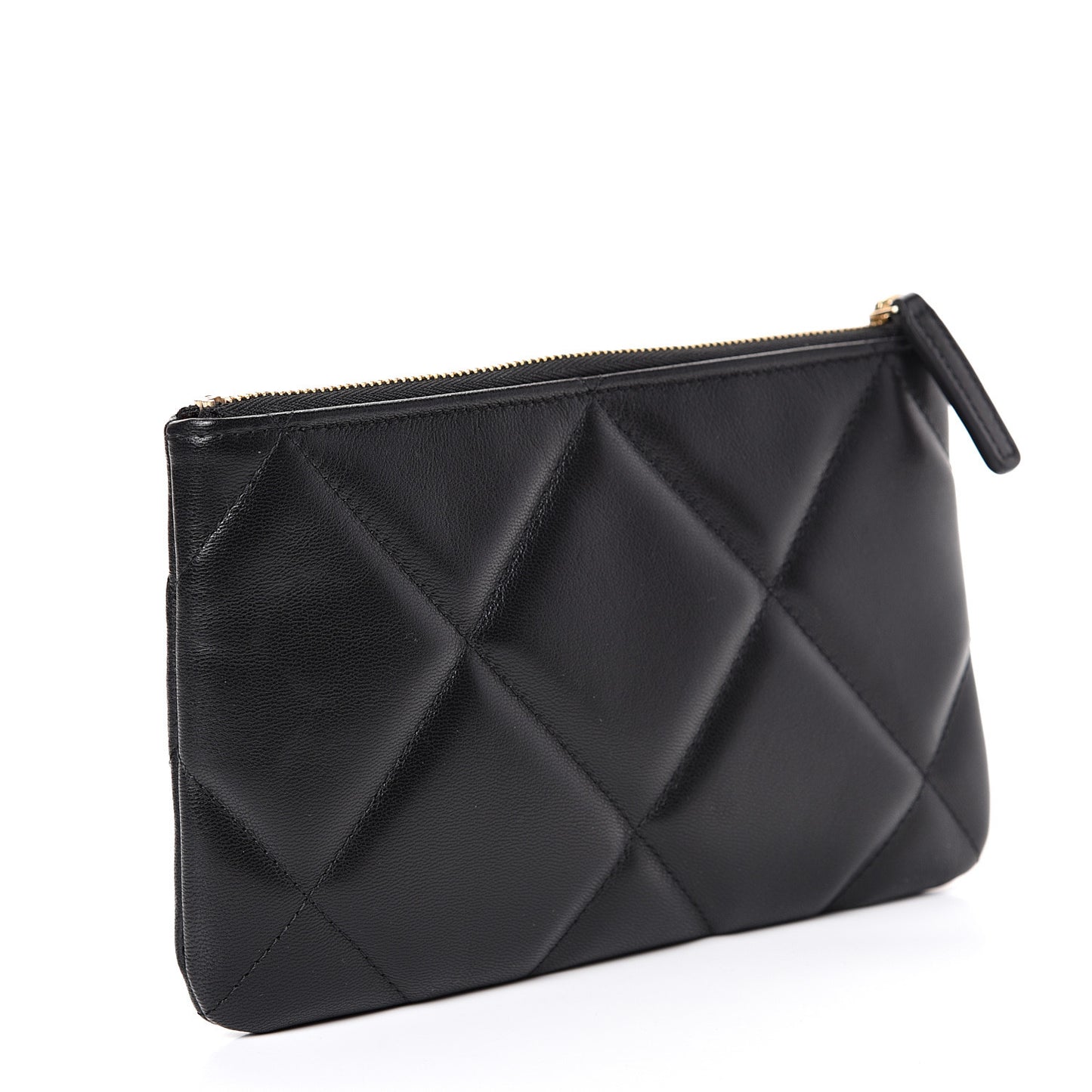 Goatskin Quilted 19 Cosmetic Case Black