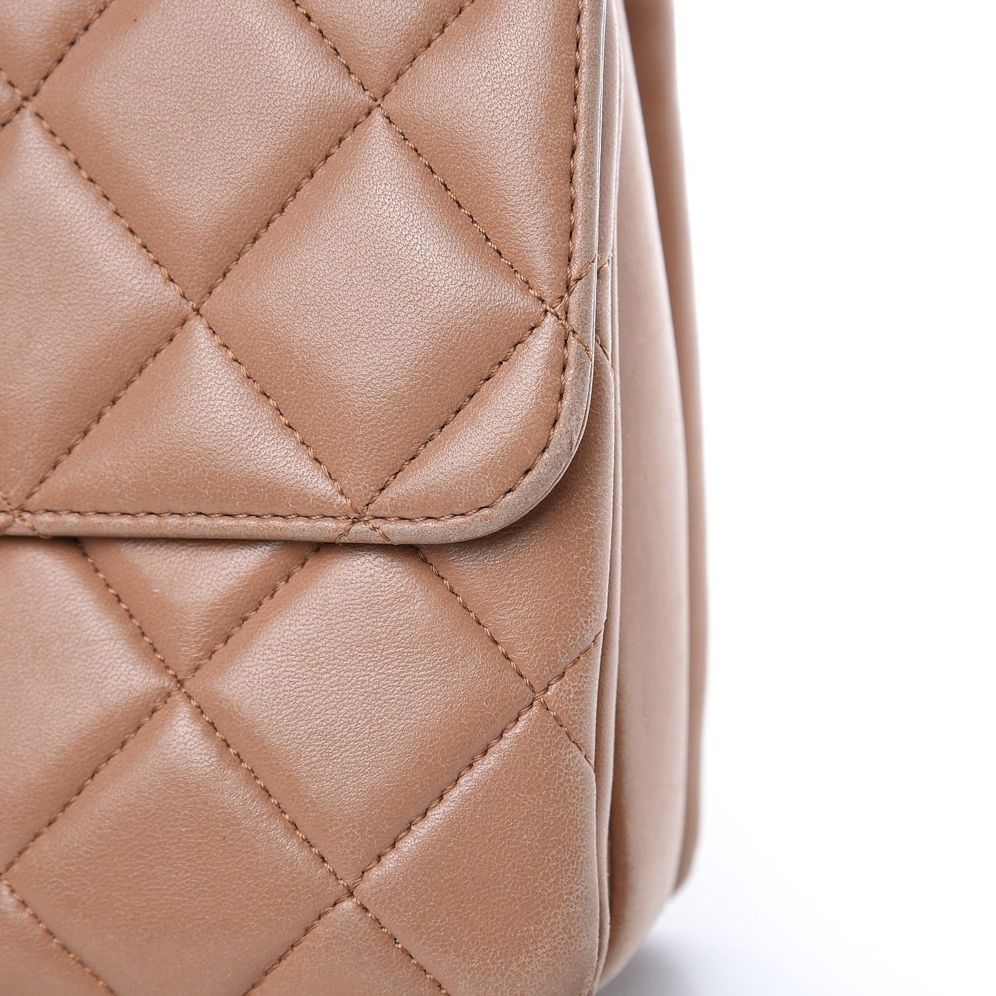 Lambskin Quilted Small Trendy CC Flap Dual Handle Bag Camel