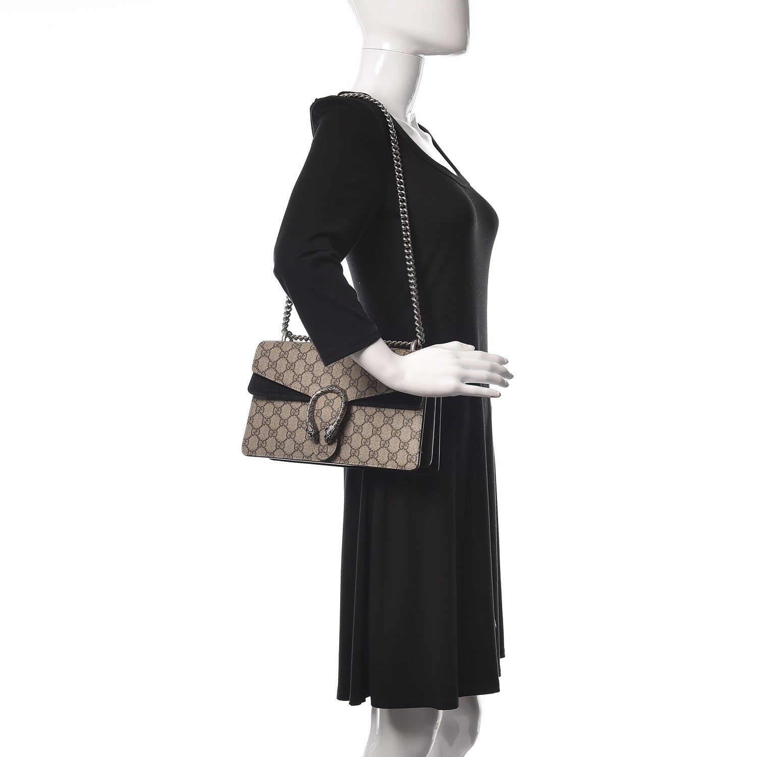 Gucci GG Supreme Monogram Small Dionysus Shoulder Bag Black 2 of 15