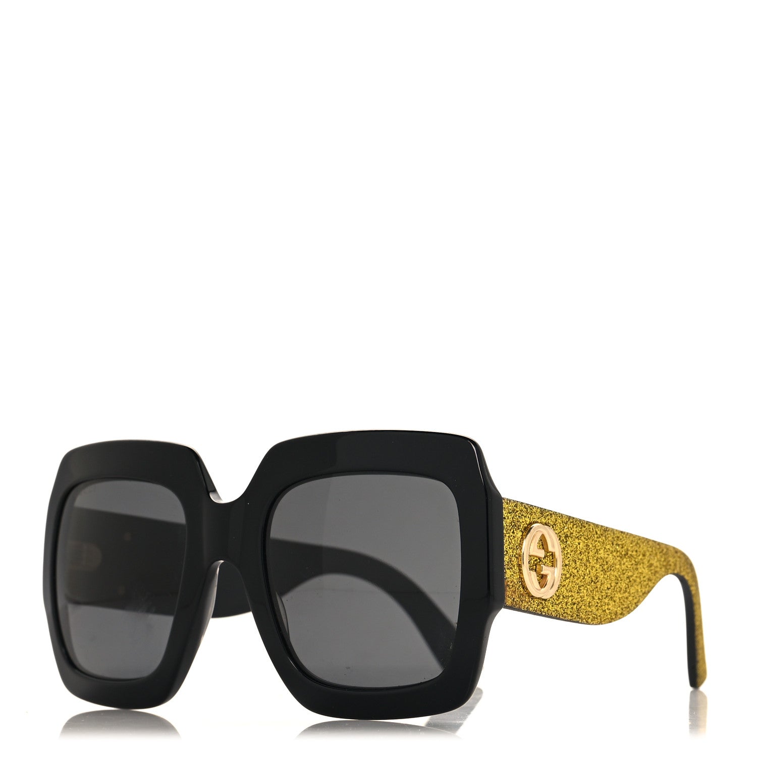 Gucci Square Frame GG0102S Sunglasses Glitter  Gold 1 of 7