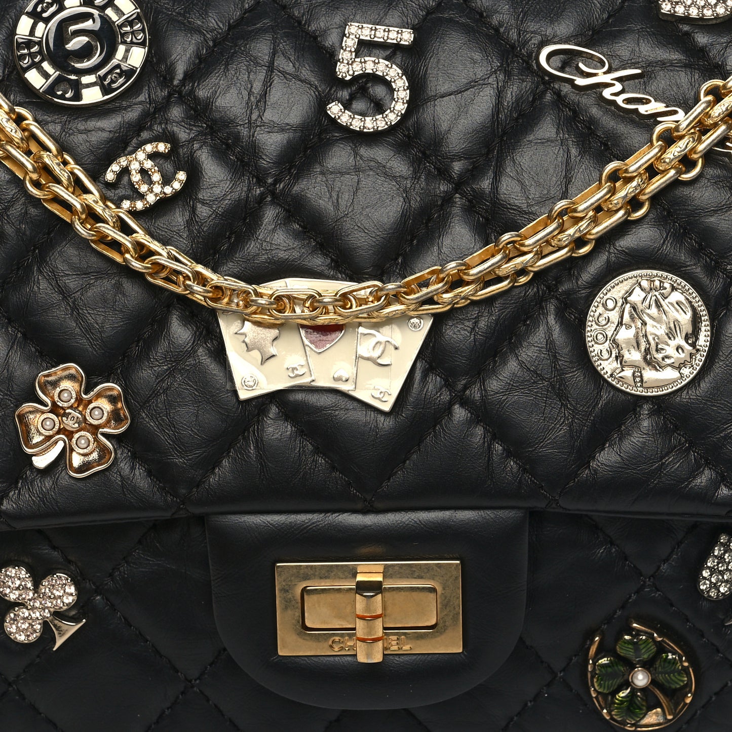 Aged Calfskin Lucky Charms 2.55 Reissue 225 Flap Black