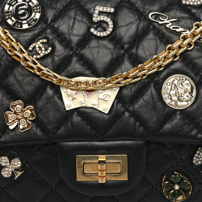 Chanel Aged Calfskin Lucky Charms 2.55 Reissue 225 Flap Black 8 of 10