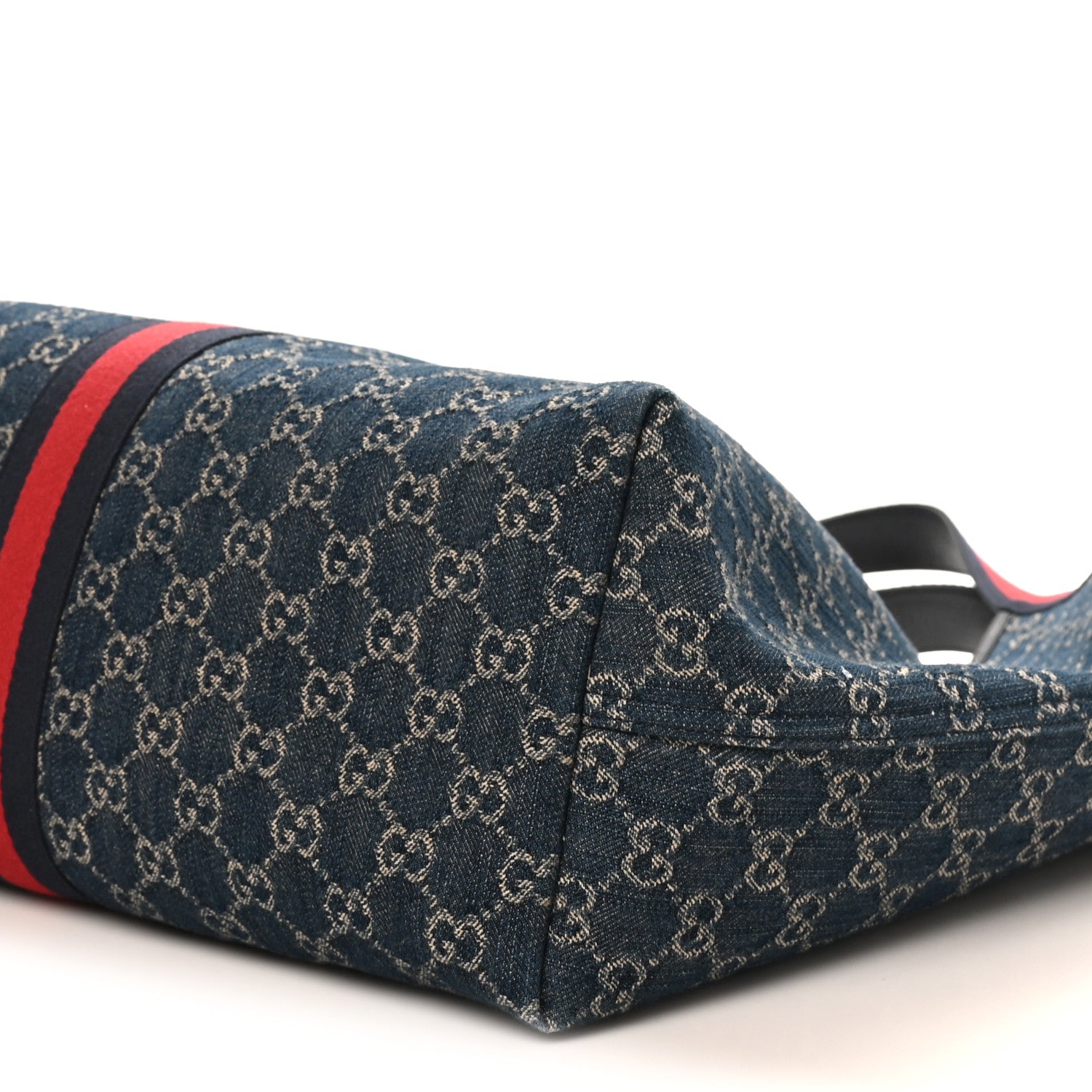 Gucci Denim GG Monogram Web Large Giglio Tote Blue 10 of 10