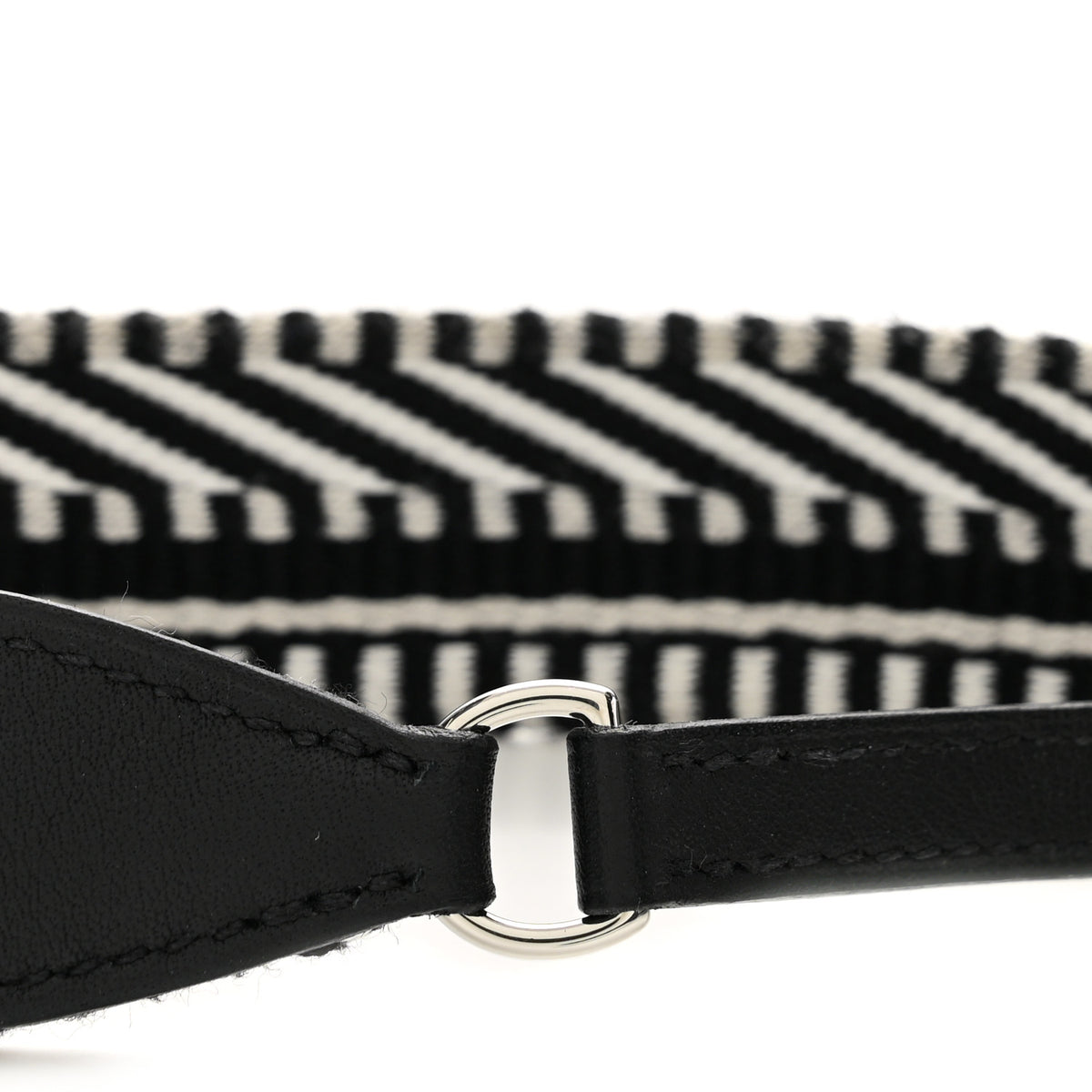 Hermes Toile Swift 25mm Sangle Cavale To Go Shoulder Strap Black Ecru 6 of 6