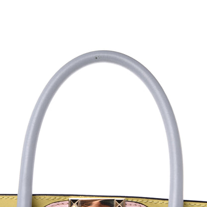 Valentino Garavani Vitello Watercolor Rockstud Double Handle Tote Rose Green Yellow Sky 14 of 16