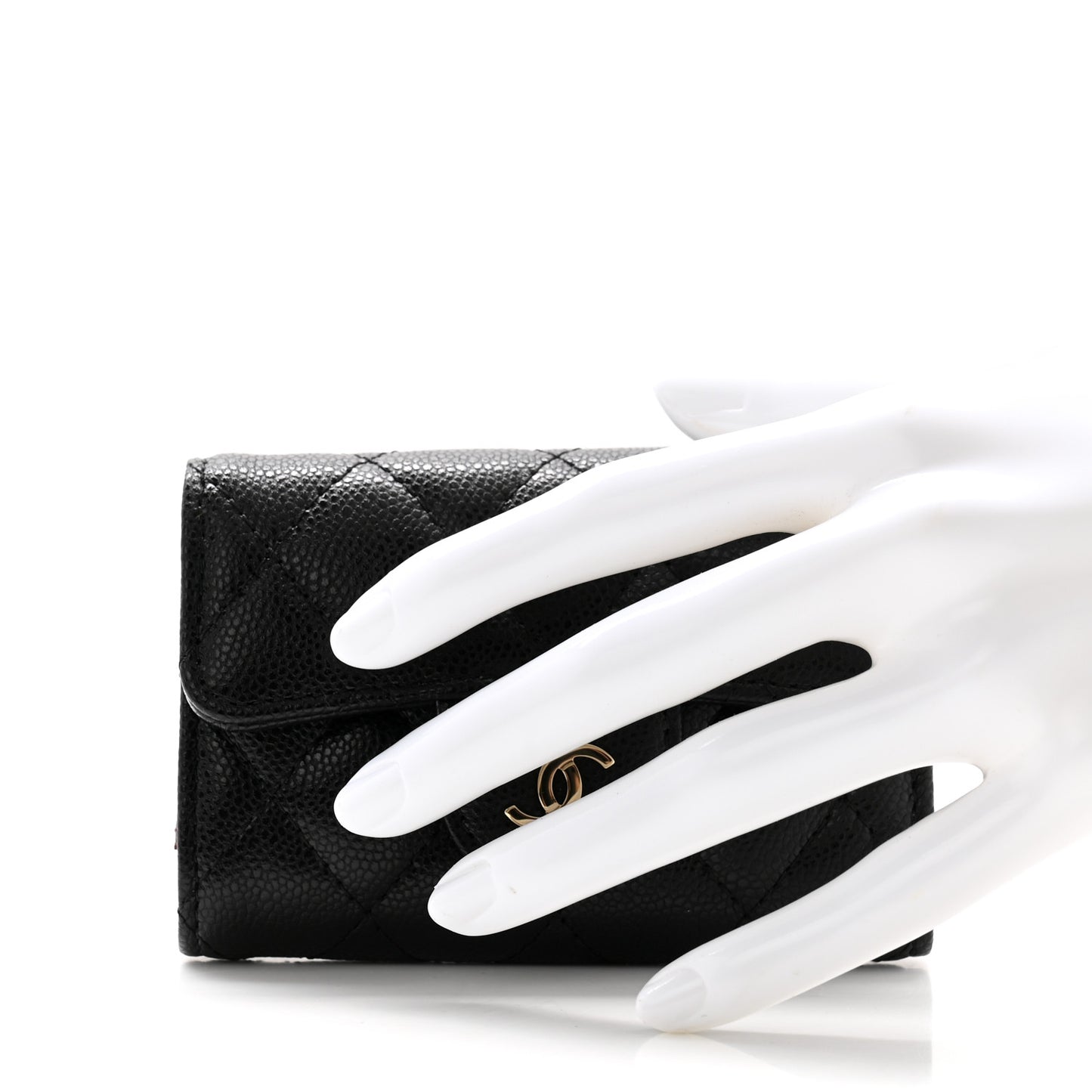 Caviar Quilted Classic 4 Key Holder Wallet Black