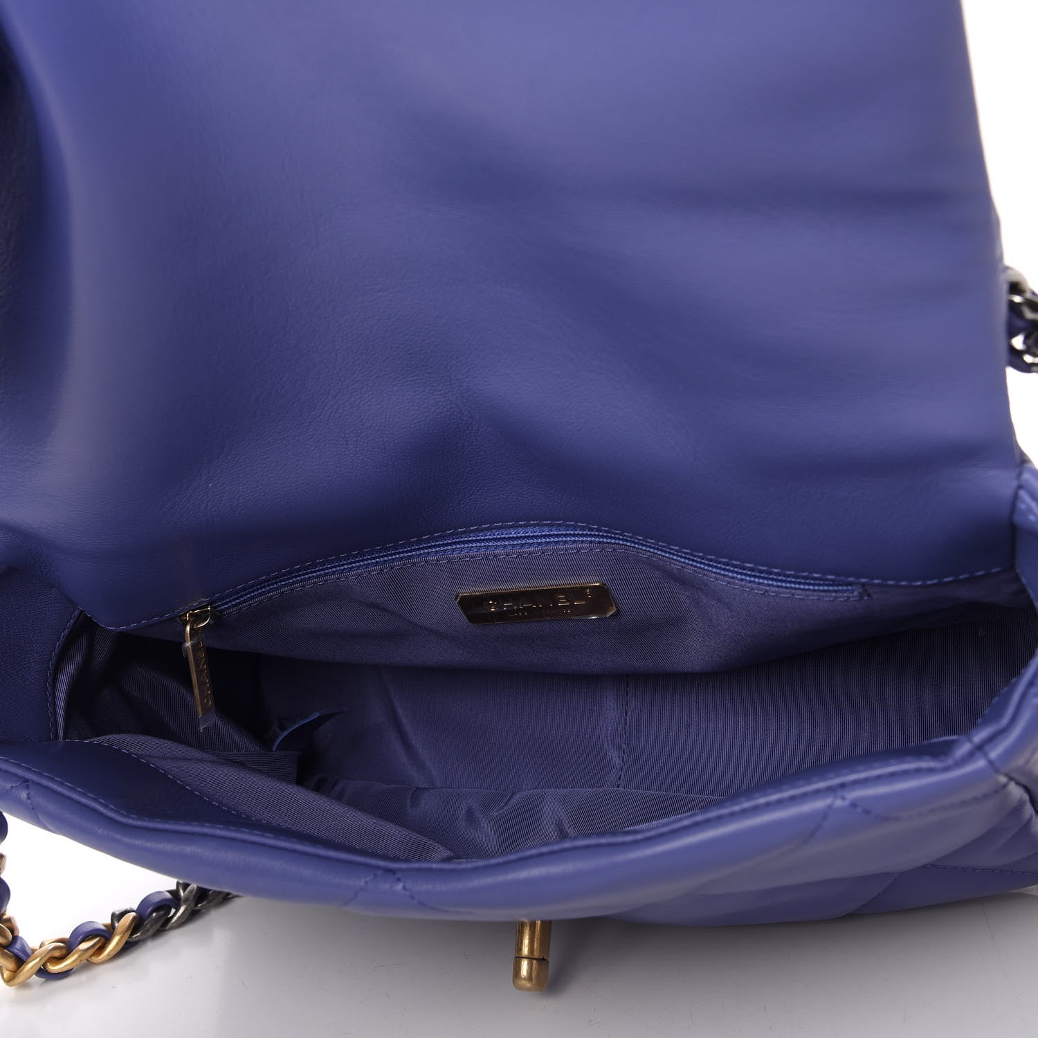 Chanel Shiny Goatskin Quilted Large Chanel 19 Flap Blue 4 of 10