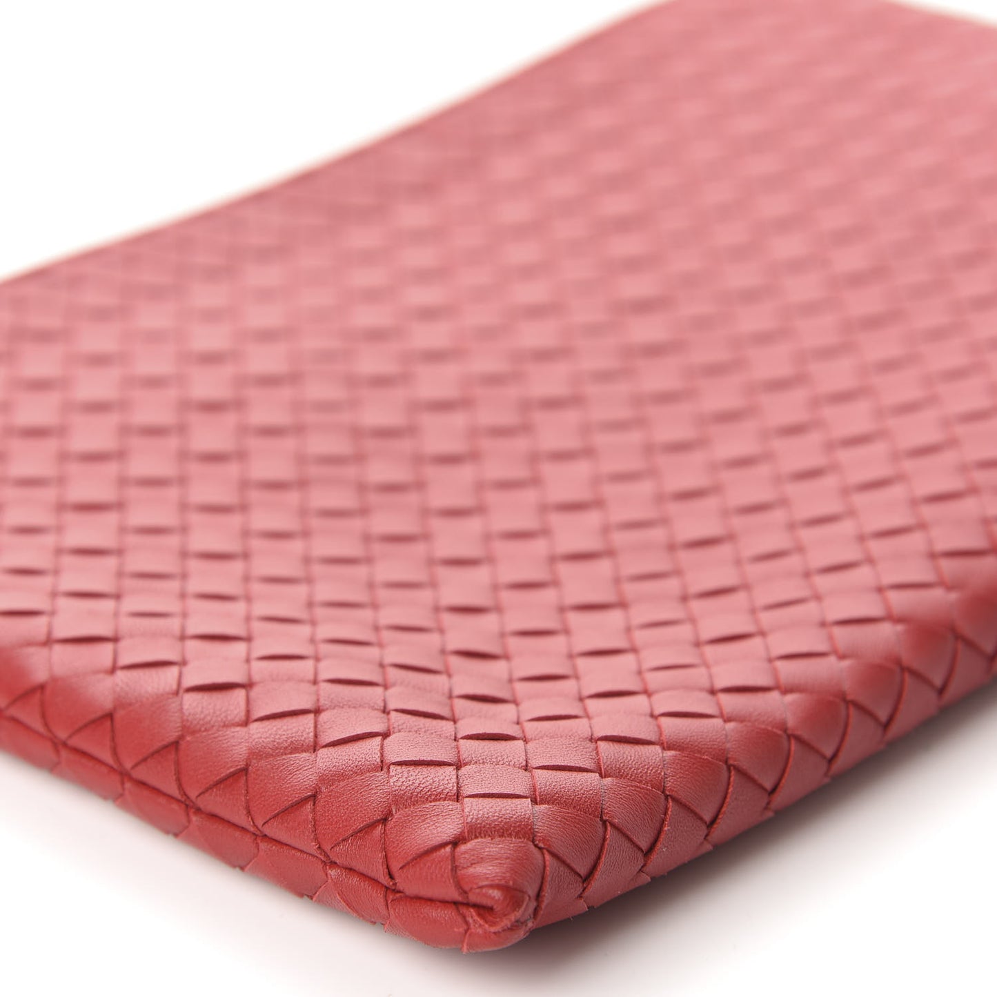 Nappa Intrecciato Large Flat Zip Biletto Pouch Red