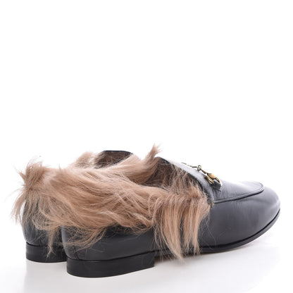 Gucci Malaga Kid Fur Womens Jordaan Loafers 38.5 Black Natural 4 of 9