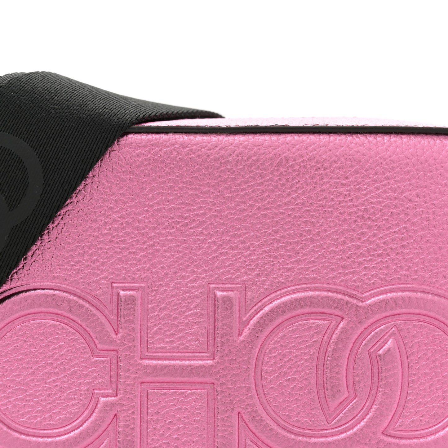 Metallic Calfskin Logo Camera Bag Peony
