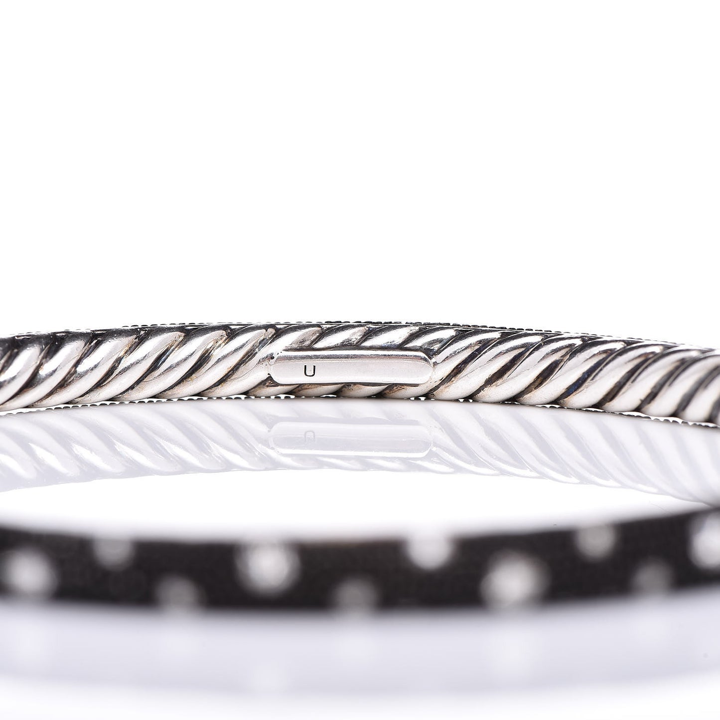 Sterling Silver Diamond 4mm Midnight Melange Bangle Bracelet