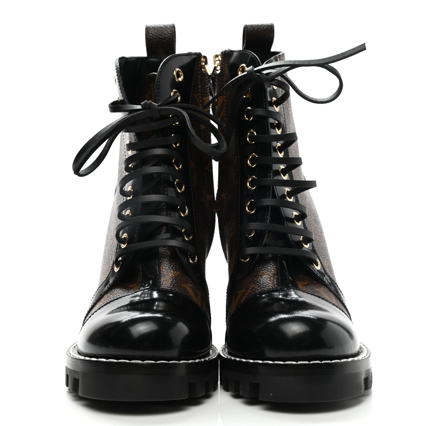 Patent Calfskin Monogram Star Trail Ankle Boots 37 Black