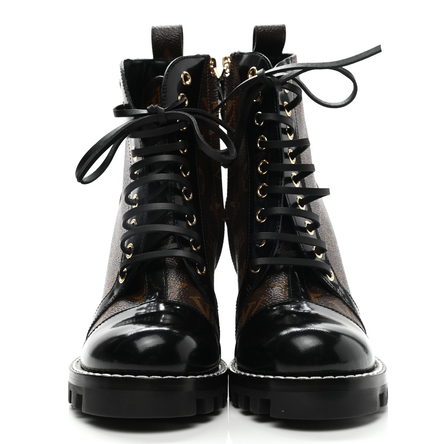 Louis Vuitton Patent Calfskin Monogram Star Trail Ankle Boots 37 Black 2 of 8