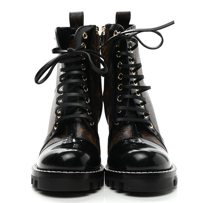 Louis Vuitton Patent Calfskin Monogram Star Trail Ankle Boots 37 Black 2 of 8