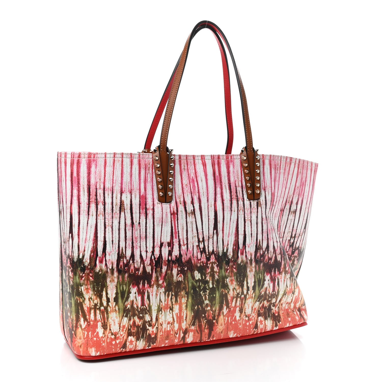 Christian Louboutin Calfskin Empire Bazin Spikes East West Cabata Tote Multi 4 of 10