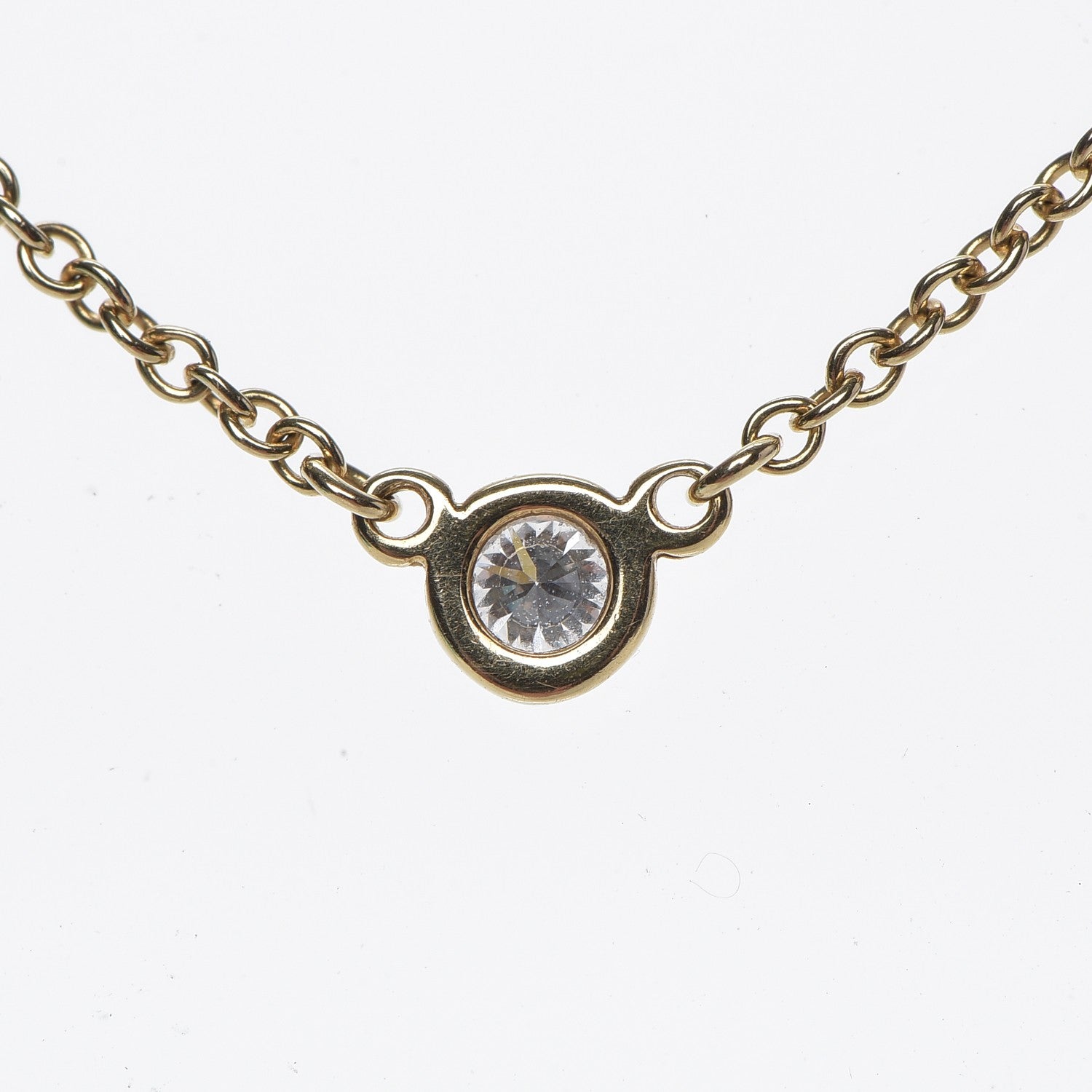 Tiffany 18K Yellow Gold Diamond .10ct Elsa Peretti Diamonds by the Yard Pendant Necklace 10 of 16