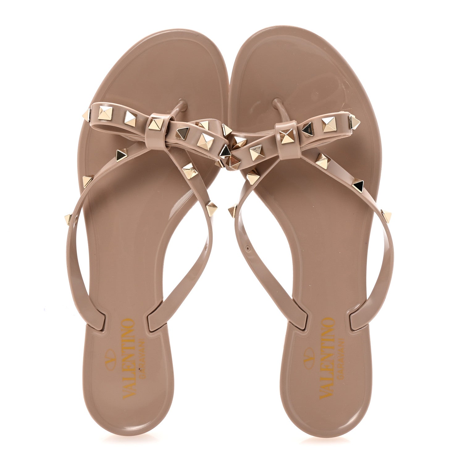 Valentino Garavani PVC Jelly Rockstud Bow Thong Sandals 39 Poudre 2 of 9