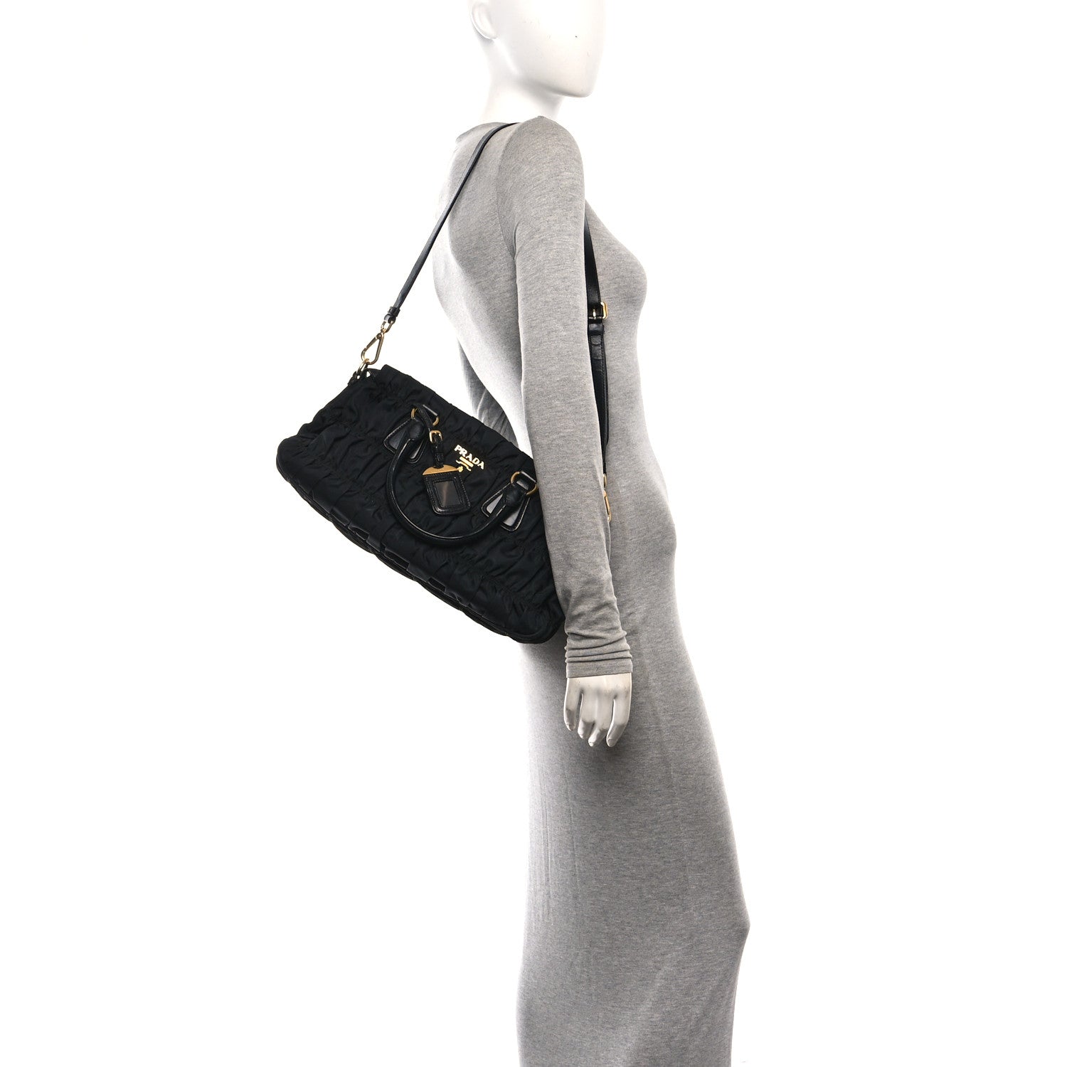 Prada Tessuto Nylon Gaufre Tote Black 2 of 9
