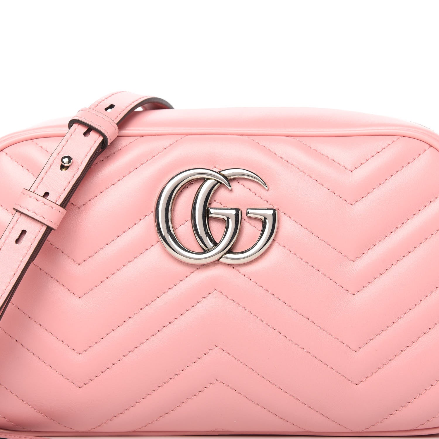 Gucci Calfskin Matelasse Small GG Marmont Chain Shoulder Bag Wild Rose 10 of 11