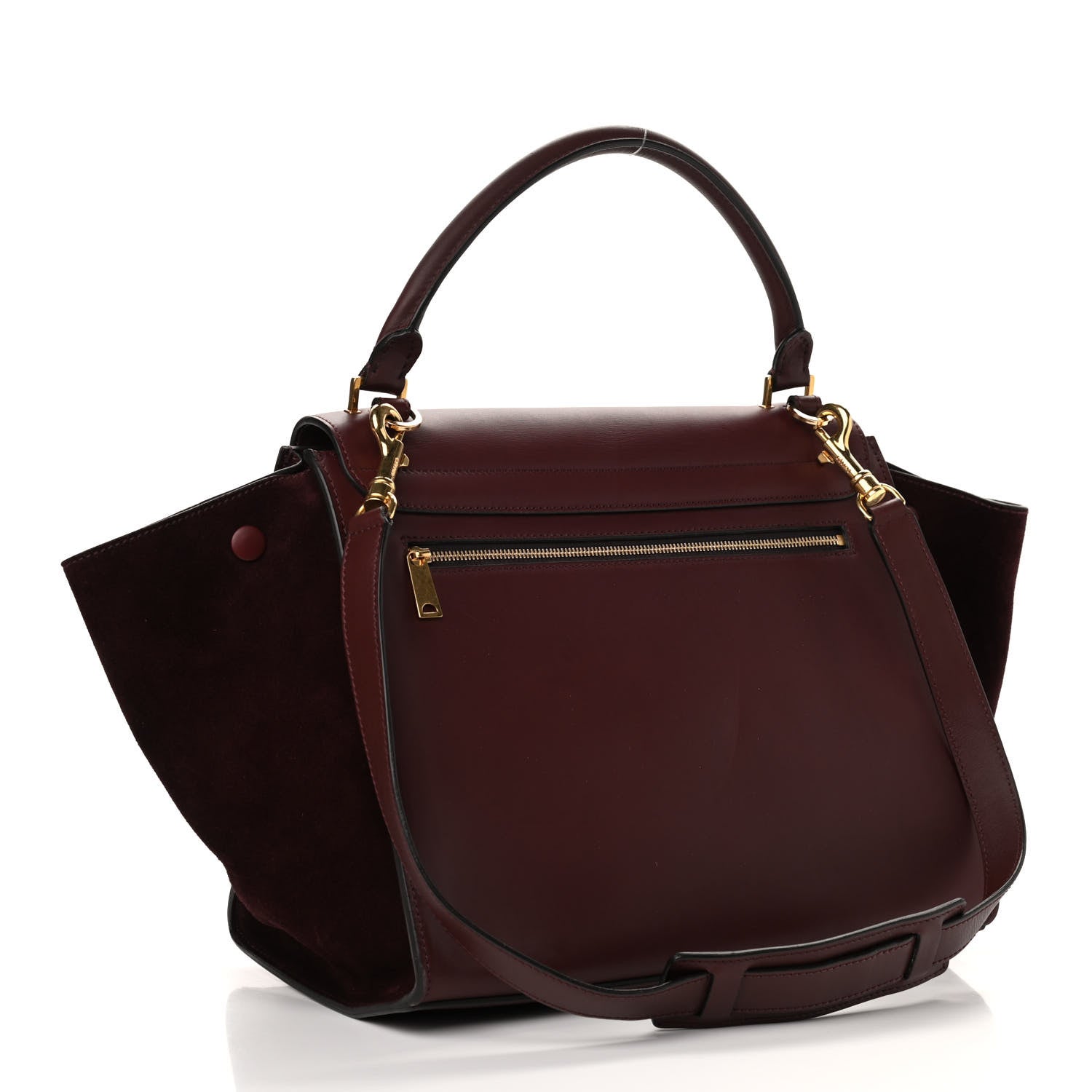 Celine Smooth Calfskin Suede Medium Trapeze Burgundy 2 of 10