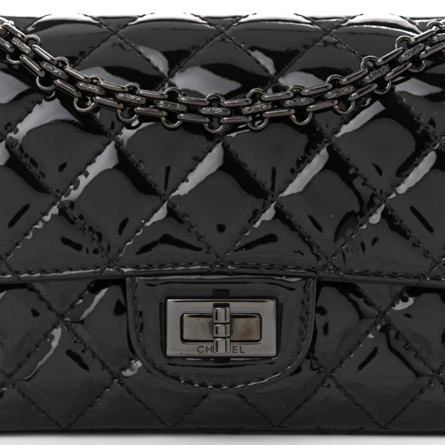 Patent Calfskin Quilted 2.55 Reissue Mini Flap So Black