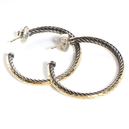 David Yurman 18k Gold and Sterling Silver Hoop Earrings 1 of 5