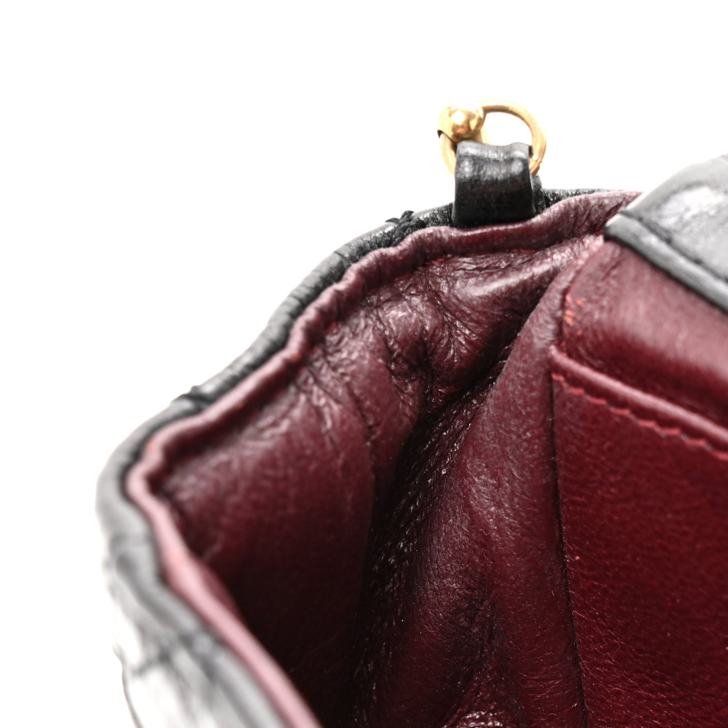Glazed Calfskin Quilted Reissue Double Flap Clutch Black