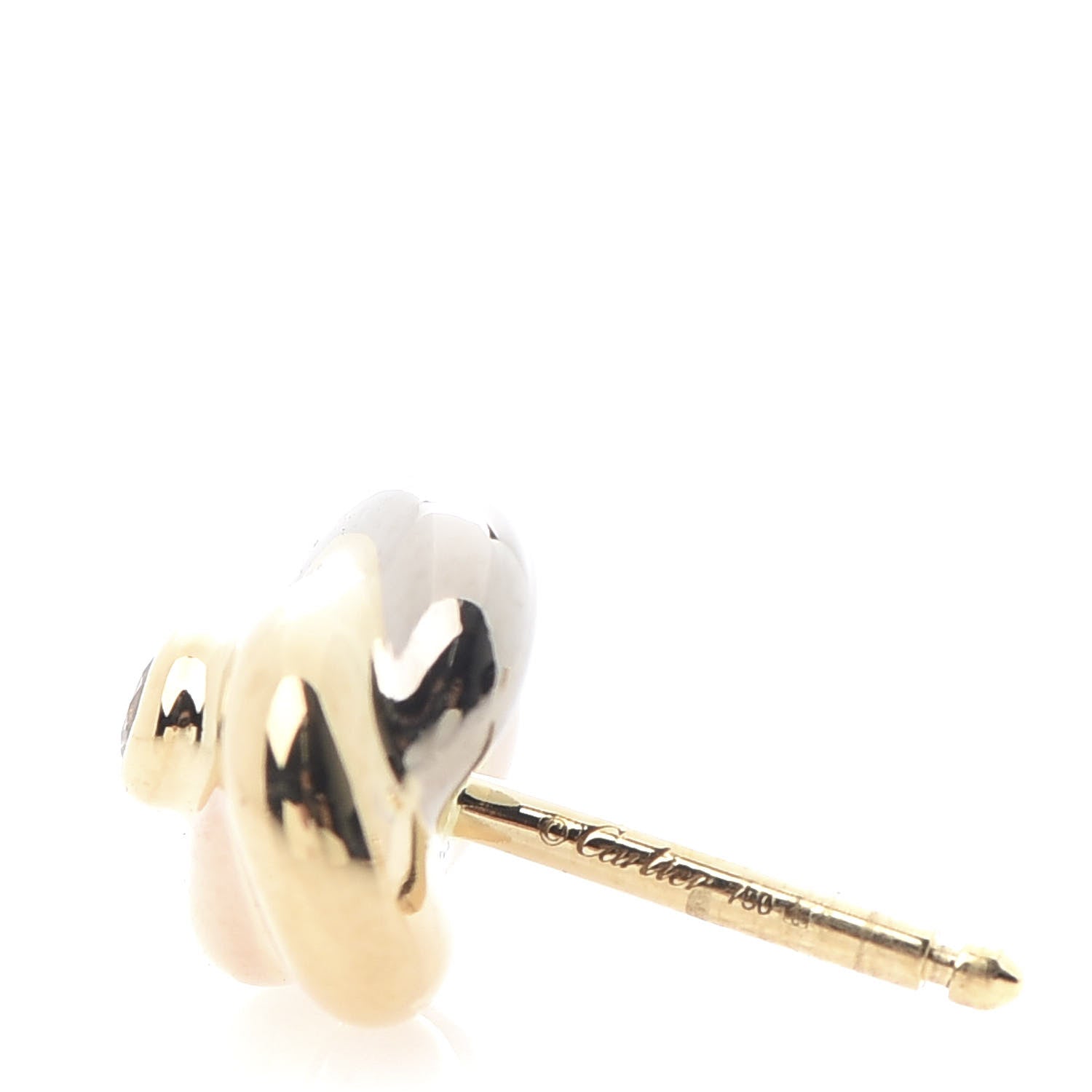 Cartier 18K Pink Yellow White Gold Diamond Trinity Stud Earrings 4 of 6