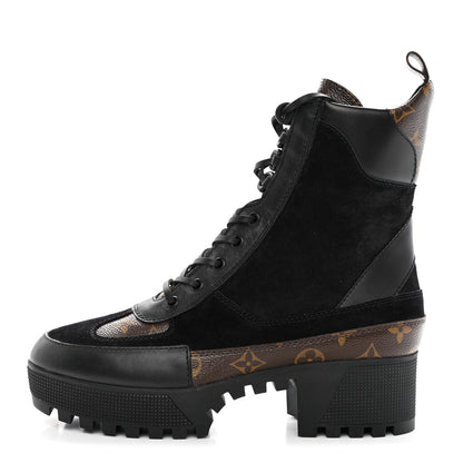 Louis Vuitton Suede Calfskin Monogram Laureate Platform Desert Boots 41 Black 1 of 13