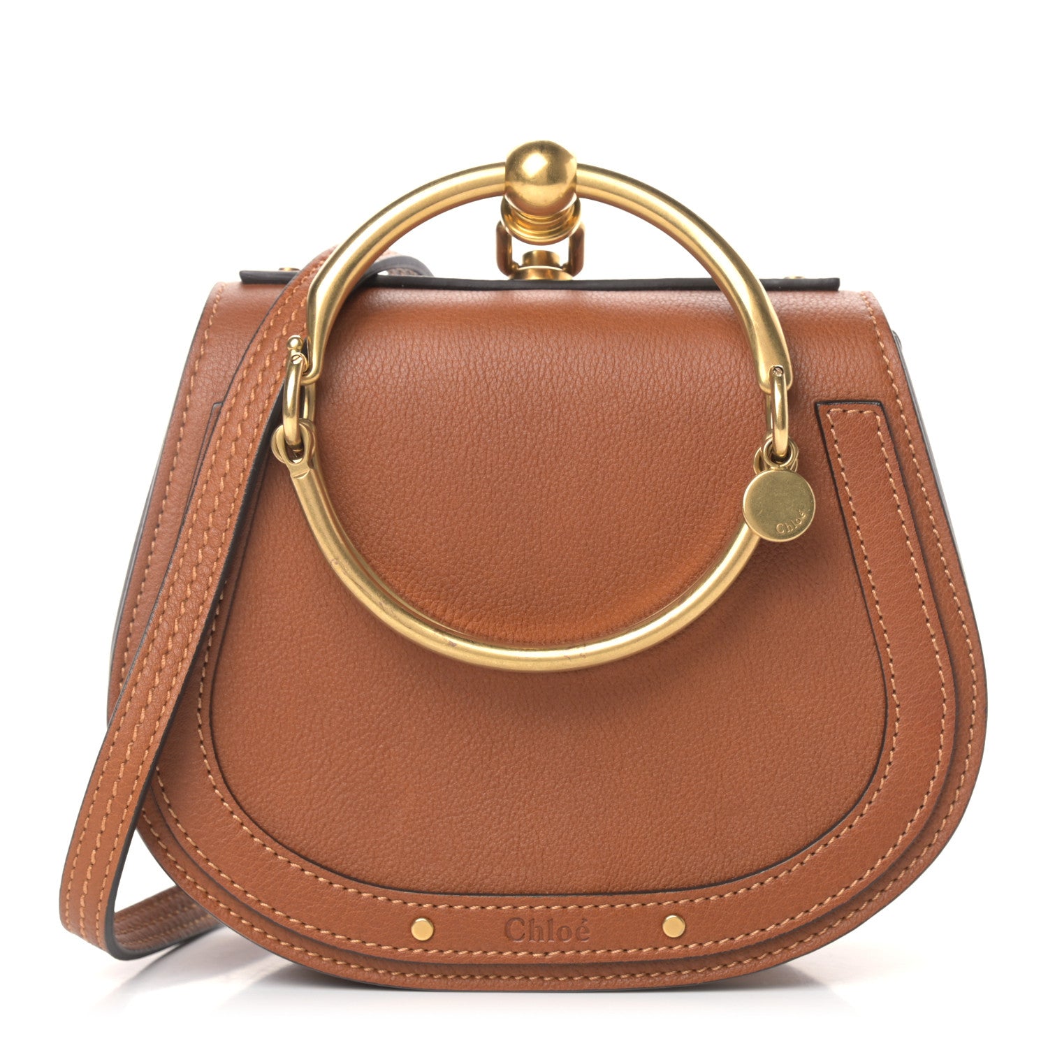 Chloe Calfskin Suede Small Nile Bracelet Bag Caramel 2 of 12