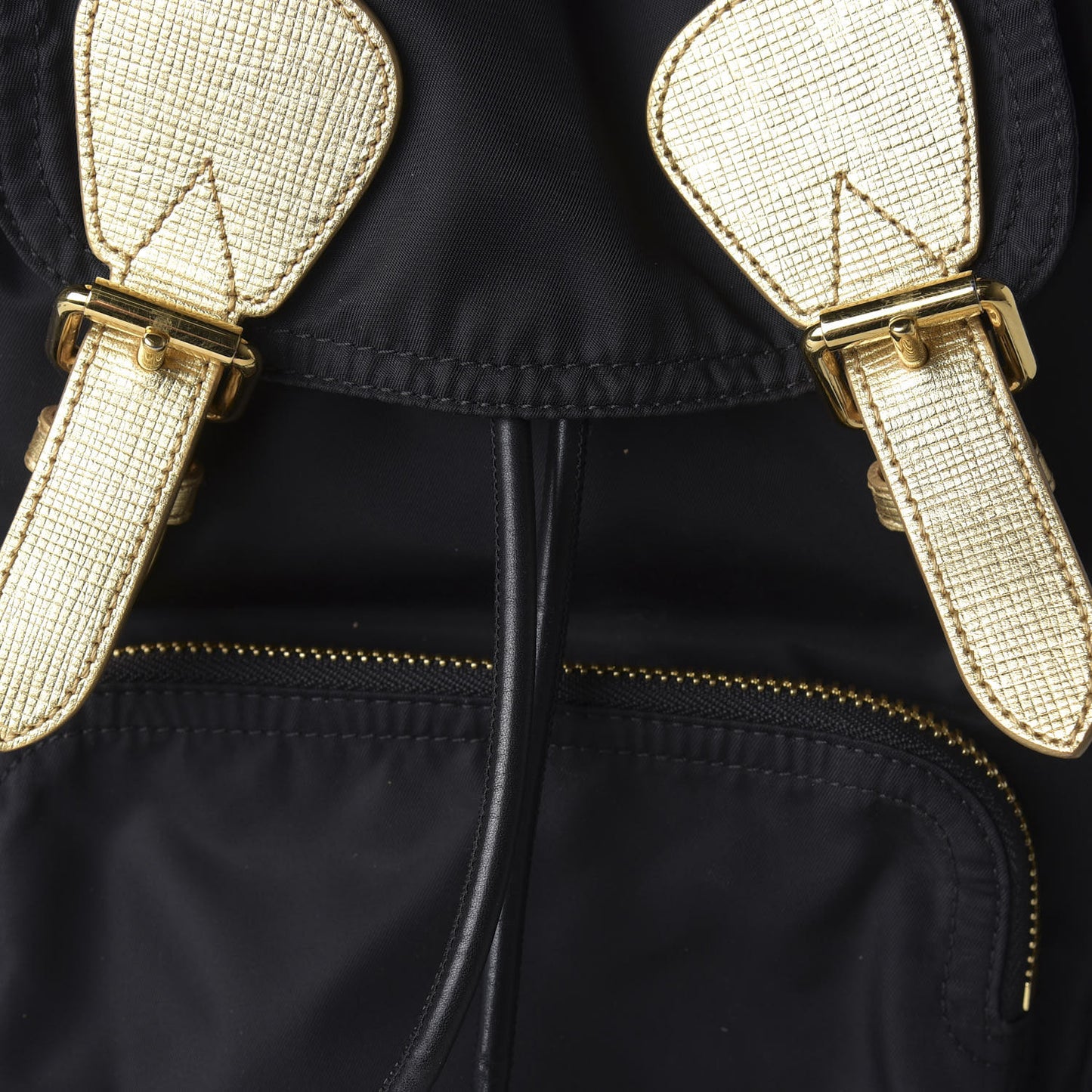 Nylon Medium Rucksack Runway Backpack Black Gold