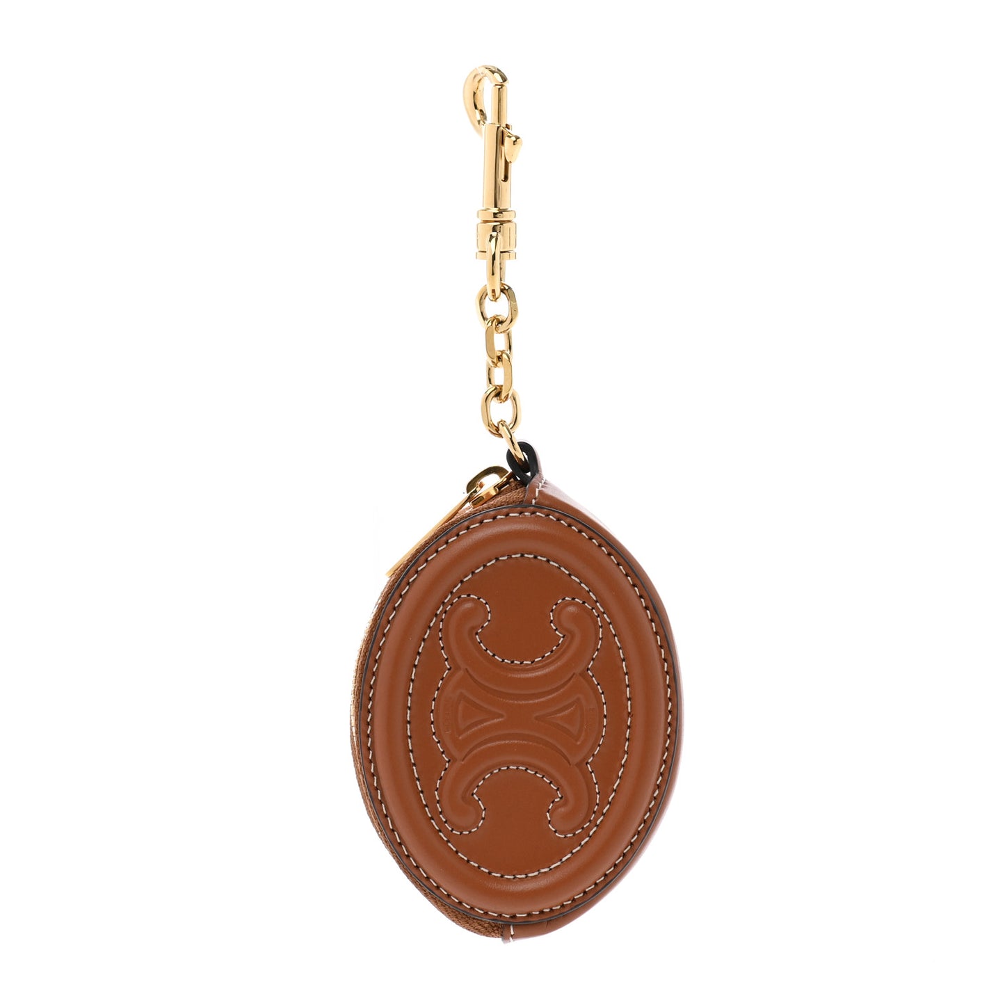 Smooth Lambskin Small Triomphe Oval Coin Purse Tan
