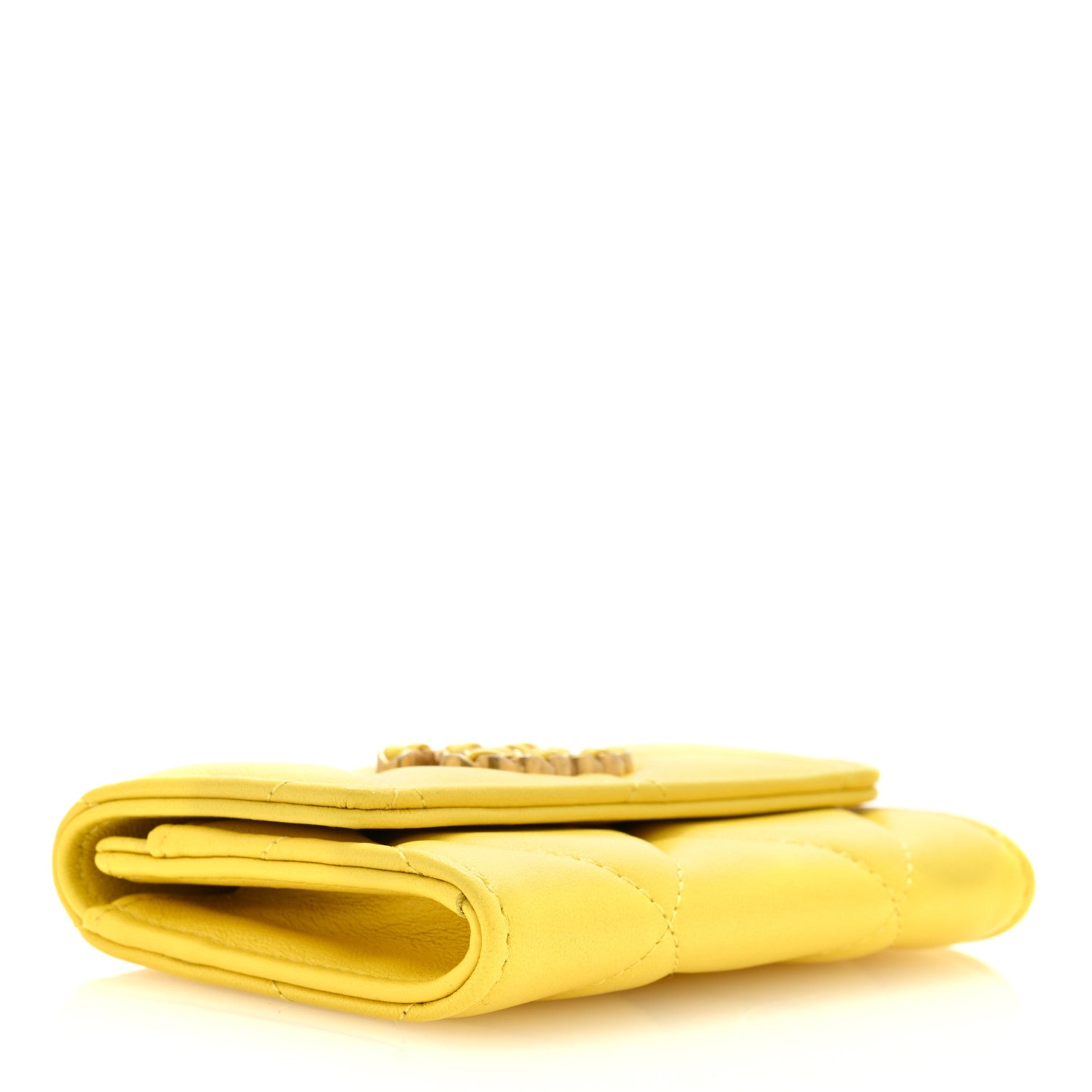 Chanel Lambskin Quilted Chanel 19 Flap Card Holder Yellow 4 of 8