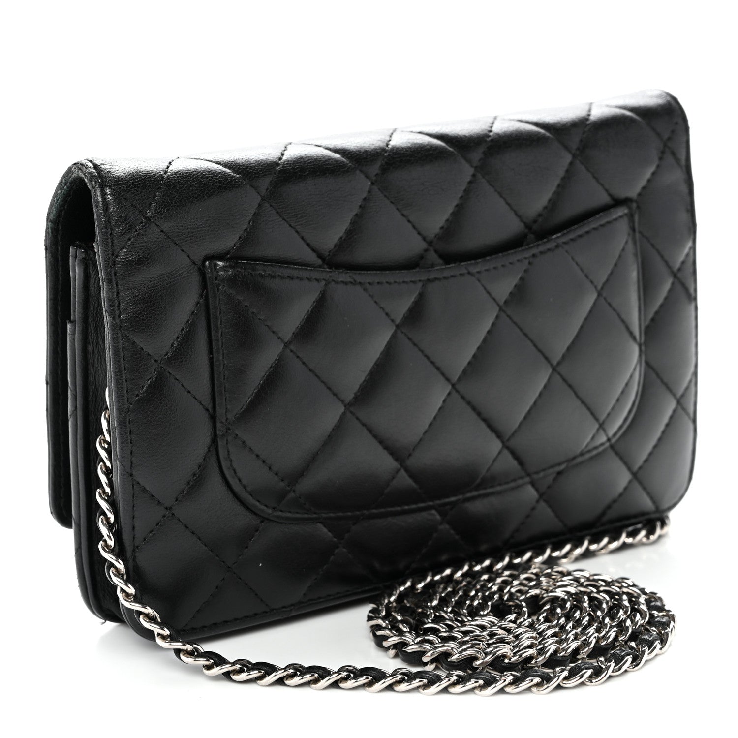 Chanel Lambskin Quilted Wallet On Chain WOC Black 3 of 12