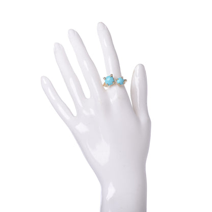 David Yurman 18K Yellow Gold Diamond Turquoise Chatelaine Bypass Ring 54 7 2 of 6